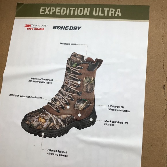 RedHead Expedition Ultra Kanati Hunting Boots 1000g Thinsulate Size 13W Camo NEW main image 4